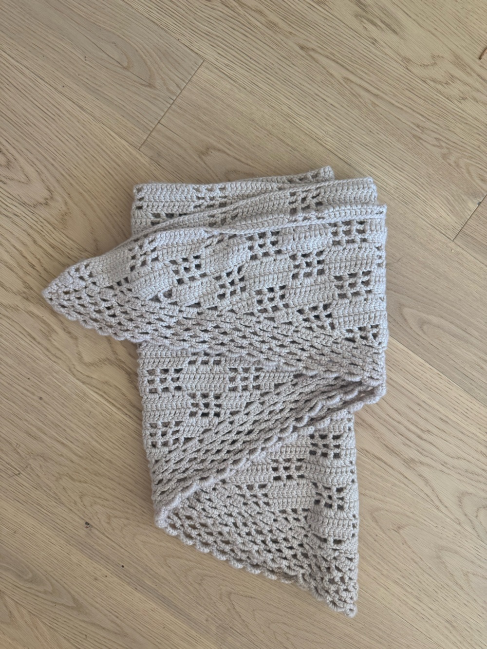 Misha And Puff Crochet Throw - Cream